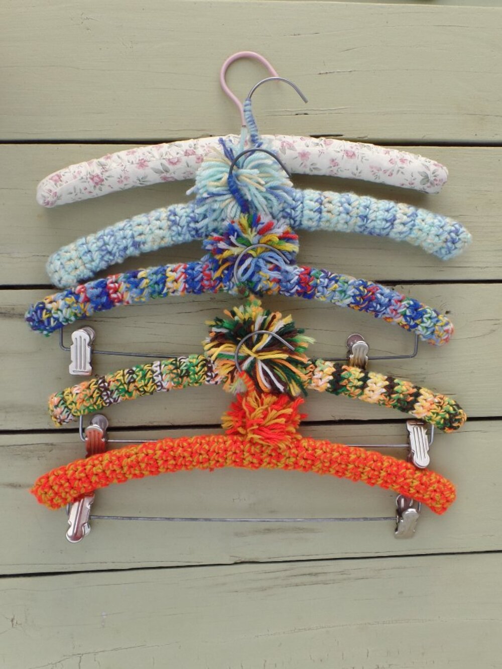 Vintage Hand Crocheted Hangers SET of 5 VARIES - Picture 4 of 4
